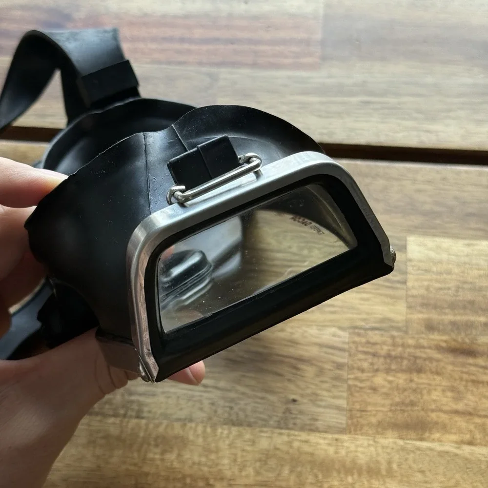VTG Dacor Tempered Glass Dive Mask 18-8 Stainless Steel Wrap Around Japan READ*